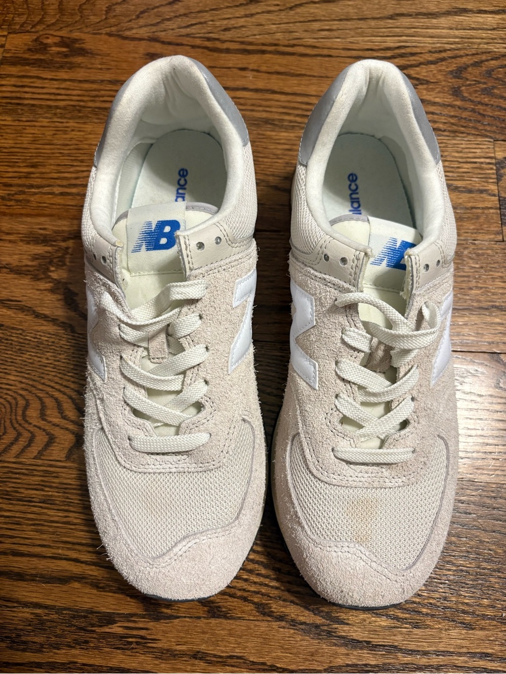 New Balance Men's Light Beige Suede & Mesh Sneakers with White 'N'